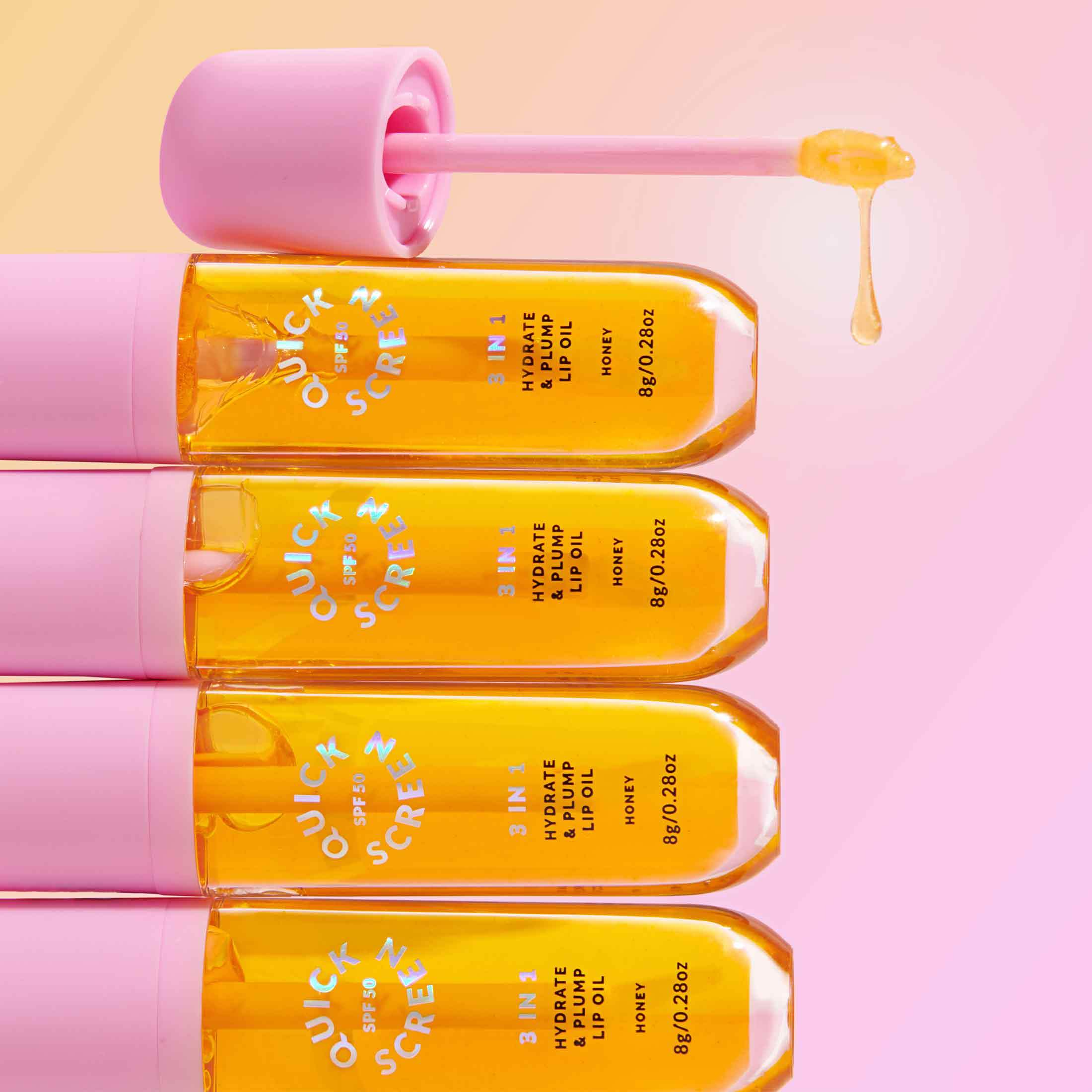SPF50 3 in 1 Hydrate & Plump Honey Lip Oil - - Quick Flick