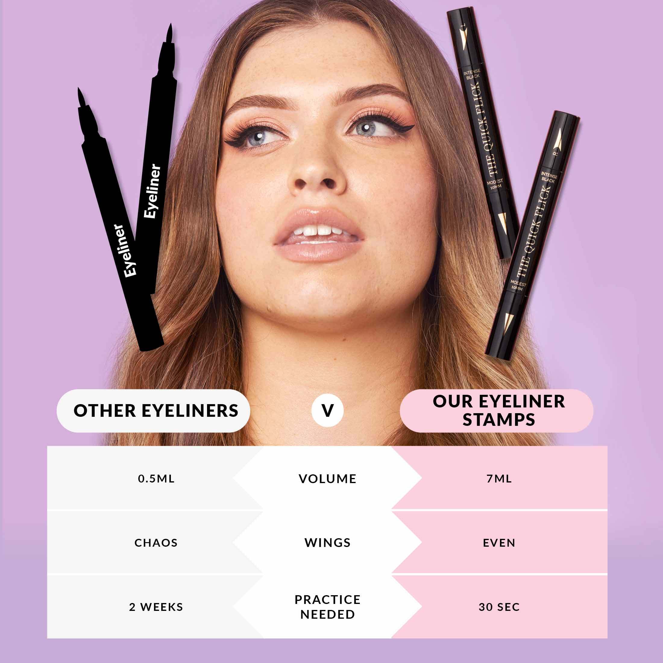 Winged Eyeliner Stamp / 4 Sizes - Intense Black