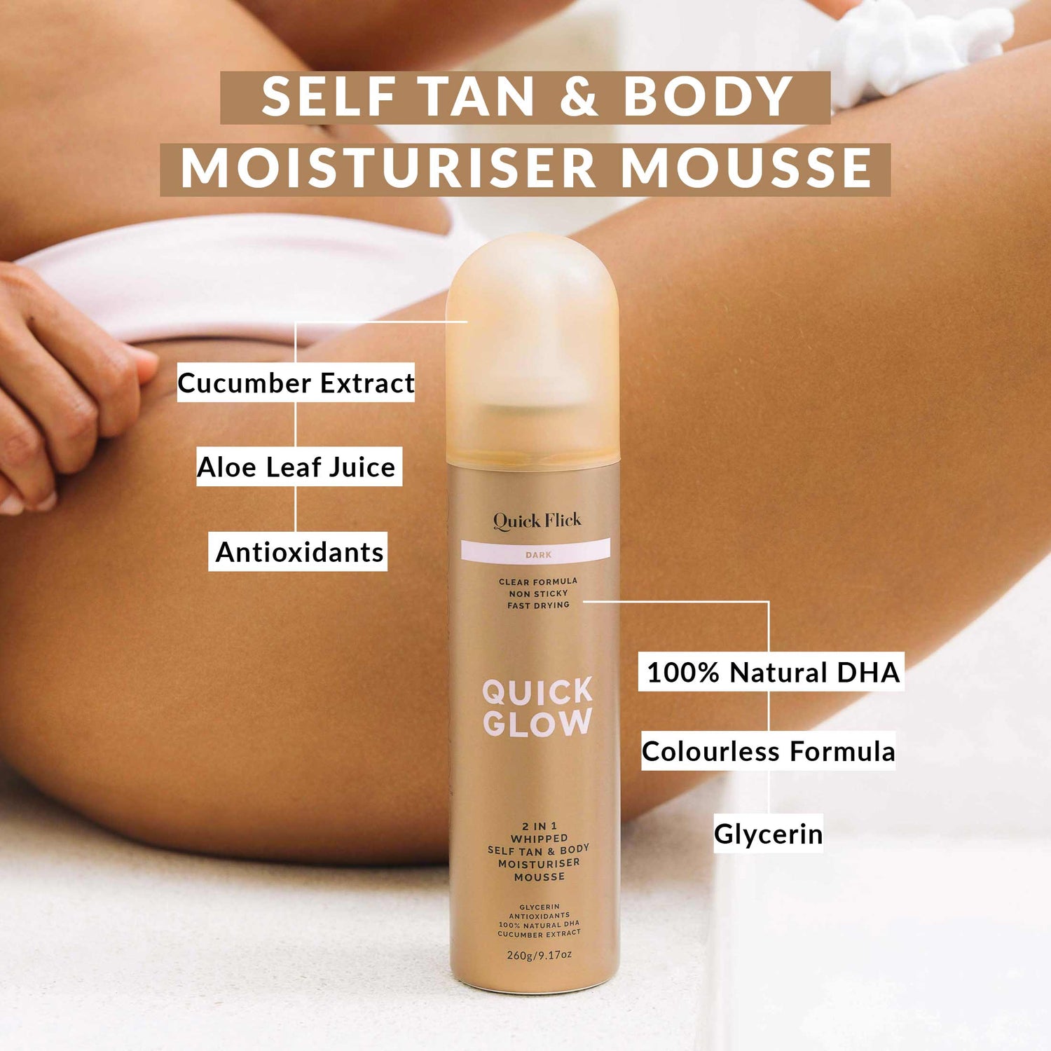 Dark Whipped Tan &amp; Body Moisturiser Mousse