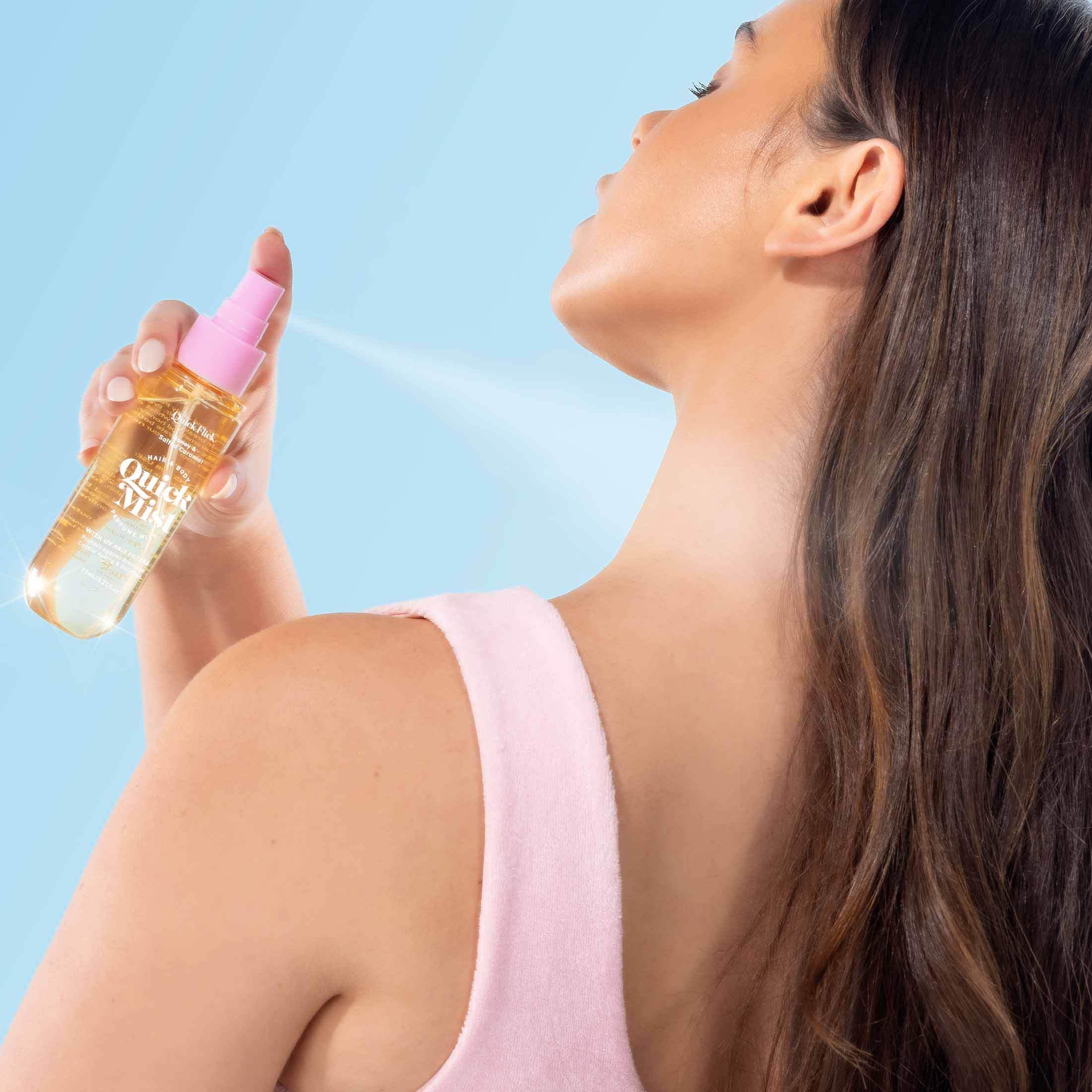 3 in 1 Hair &amp; Body Perfume Mist with UV Hair Filters - - Quick Flick 