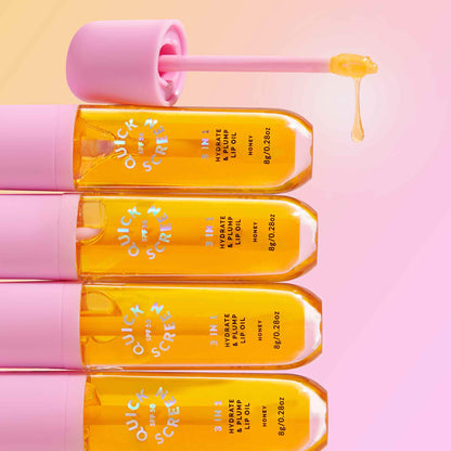 SPF50 3 in 1 Hydrate &amp; Plump Honey Lip Oil - - Quick Flick 